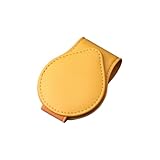 車用サングラスクリップ 車用サングラスホルダー メガネクリップ メガネホルダー サングラス 車載眼鏡 眼鏡を守ります PVC レザー調 車用収納 取り付け簡単 紛失対策 マグネット PureSino (イエロー＿丸型)