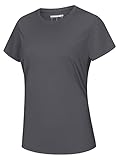 [KEFITEVD] ジムtシャツ レディース ストレッチ スポーツtシャツ 半袖 フィットネス トレッキング カジュアル アクティブシャツ アウトドア ダークグレー M