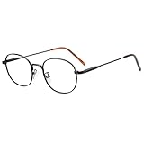 [Cyxus] オーバルメガネ メタルフレーム ブルーライトカット 紫外線対策 小顔効果 お洒落 男女兼用（8562T01 ブラック）