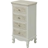 4段キャビネット(収納チェスト) 【ラフィネ】 木製 引き出し収納付き アンティーク調 (インテリア家具) 【完成品】