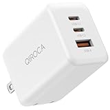 QIROCA PD対応 65W 3ポート Type-C USB-A 急速充電器 小型ACアダプタ ノートPC対応 (ホワイト)