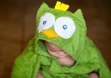 Baby Steps, Green Owl Hooded Bathrobe & Towel, 0-9 Months. Great Infant Babies Shower Gift or Presen