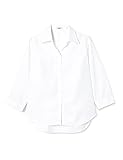 [アトリエサンロクゴ]シャツ ブラウス 事務服 制服 ワイシャツ ビジネスワイシャツ レディース 開襟(7分袖)-white 日本 M (日本サイズM相当)