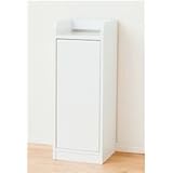 鏡面モデム収納ラック/扉付き収納棚 〔スリムタイプ〕 幅30cm ホワイト(白) 〔組立〕