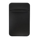 [Plus Nao] プラスナオ カード収納ポケット 背面ポケット スマホ用 携帯用 粘着式 カード入れ カードケース ICカード 定期 紙幣 鍵 イヤホン - ブラック