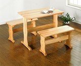 カントリー調 パインテーブル＆ベンチ2脚セット ナチュラル