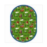 Joy Carpets Kid Essentials Language & Literacy Oval Bookworm Rug Green 7'8 x 10'9 [並行輸入品]