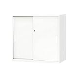 LOOKIT 引戸書庫 2段 スチール書庫 A4対応 鍵付き 可動棚 W800×D400×H750mm ホワイト EA-8040-2H2