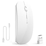 マウス Bluetooth Type-C充電式 ワイヤレスマウス 2.4GHz光学式 3dpi切替 静音 薄型 小型 無線マウス 高精度 左右対称 持ち運び便利 TELEC認証取得済み 「レシーバー内蔵」 Mac/Windows/Surface/Macbook/iPad/PC/iPhone/Android/スマホ対応に対応 (Type-c口ーホワイト)