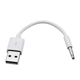For iPod shuffle用データケーブルUSBショートケーブル データ転送 充電 iPodシャッフル用のUSBケーブル 専用ケーブル 3.5 mmプラグからUSB2.0データ同期充電コード オーディオアダプタ For iPod Shuffle第3、4、5、6、7 MP3充電ケーブル USB to 3.5mmジャックデータシンク＆チャージケーブル