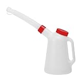 LOL-FUN 【2025新開発】オイルジョッキ 【フタ&目盛り付ポリジョッキ】 ふた付きオイルジョッキー 自動車整備 工具 バイク用 オイル差し オイル交換 オイルポンプ オイルじょうご 汎用 - 1.2L