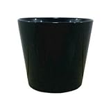 【6個入】インテリアポット(植木鉢/プランター) タリーズ ラウンド型/13cm 穴無し ブラック(黒) 〔ガーデニング用品/園芸〕