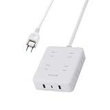 エレコム 電源タップ USB付き 20W PD対応 Type-C×1 USB-A×2 ACプラグ×8 2.5m 雷ガード ホコリ防止シャッター ホワイト ECT-44-8A2C25WH