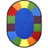 Joy Carpets Kid Essentials Early Childhood Oval Block Party Rug Multicolored 7'8 x 10'9 [並行輸入品]