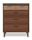 日本製 北欧風 2色対応 幅80cm 脚付き 4段 ローチェスト 完成品 (ブラウン)