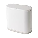 【簡易防臭】 ゴミ箱 10L スリム 蓋付き ワンタッチ開閉 プッシュ式 台座付き 転倒防止 二重構造 切り口付 2分別可 持ち手付 分別 スリム 中身が見えないゴミ箱 袋が見えない ダストボックス 防臭 キッチン トイレ リビング 洗面所 おむつ 生ごみ ペット 34×32×16cm ホワイト [SUNGRAN]