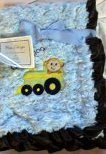 Embroidered "Choo Choo Blue" Reversible Swirl Baby Blanket by Swirl Collection [並行輸入品]