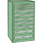 GU32340 直送 ＶＥ１３Ｓ型キャビネット　１３００Ｘ５５０ＸＨ１２００　引出９段