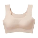ブラ ノンワイヤー ナイトブラ 育乳 下着 ブラジャー シームレス ホックなし シームレスブラ パッド付き 取り外し 可能 着心地 通気性 ストレスフリー ノンストレス バストアップ バストケア 夜用 ホックなし 大きいサイズ S-XXL (L, ベージュ)