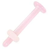[ROQUE] ボディピアス 20G 18G 16G 14G カラーガラス製 リテーナー(1個売り) 14G/ロング パステルピンク