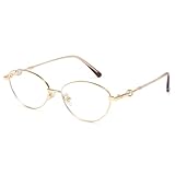 [Cyxus] オーバルメガネ メタルフレーム 伊達メガネ ブルーライトカット 紫外線対策 小顔効果 お洒落 男女兼用（8270T06 ゴールド）