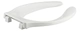 KOHLER K-4731-SA-0 Stronghold Elongated Toilet Seat with Stainless Steel Check Hinge and Antimicrobi