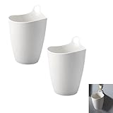 HAPPY SUGAR ゴミ箱 壁掛け フタなし 卓上ゴミ箱 洗面台 キッチン 小さい コンパクト ミニサイズ 軽量 プラスチック製 吊り下げ ひっかけ (ホワイト_2個)