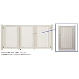 YKK　エクスライン門扉6型　08-12　門柱・4枚折戸セット　たて太格子 　ブラウン