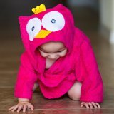 Baby Steps, The Best Pink Owl Hooded Bathrobe & Towel, 0-9 Months. Great Infant Babies Bath Robe Sho