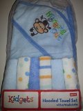 Hooded Towel Set with 6 Washcloths by KIDGETS