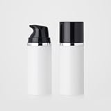 YOKIプラザ 真空ポンプ(黒キャップ×銀ライン) 100mⅼ_PP 100個入 オーバーキャップ 黒 p0000llr