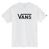 VANS バンズ トップス メンズ カットソー Tシャツ ティーシャツ コットン100％ 綿 クルーネック ダンス スケボー ストリート カジュアル (L, ホワイト×ブラック) [並行輸入品]