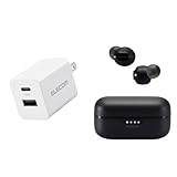 【本体+ワイヤレスイヤホンセット】エレコム 充電器 2ポート Type-C(USB-C) + USB-A USB PD対応 20W 2台同時充電 折りたたみ式プラグ 小型 EC-AC22WH + エレコム ワイヤレスイヤホン イヤホン bluetooth 5.3 タッチコントロール SBC/AAC対応 耳栓型 自動ペアリング Type-C充電 ブラック AMA92003