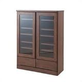 ナサ流通企画 天然木スリム薄型食器棚 80ロータイプ ブラウン色