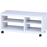 鏡面テレビ台/テレビボード 【ホワイト】 幅80cm 24型～37型対応 収納棚 キャスター付き