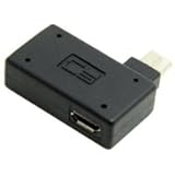Cablecc 90度直角マイクロUSB 2.0 OTGホストアダプター USB電源付き Galaxy S3 S4 S5 Note2 Note3 携帯電話&タブレット用
