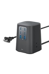 Anker Charging Station (9-in-1, 100W) USBタップ 電源タップ AC差込口 3口 USB-C 4ポート USB-A 2ポート 1.5m延長コード ブラック