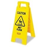 - - - - - - - " Caution Wet Floor」床サイン、プラスチック、11 x 1 1 / 2 x 26、明るい黄色
