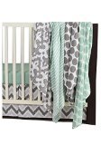 Bacati Ikat Mint/grey Dots/stripes Swaddling Muslin Blankets Set of 4 by Bacati