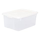 JEJアステージ(JEJ Astage) 収納ボックス 衣類収納 日本製 オリオン M フタ付き ホワイト/クリア 幅30×奥行41×高さ19cm