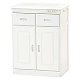 キッチンカウンター(キッチン収納/キッチンボード) 幅52cm 木製 二口コンセント/キャスター付き MUD-6122WH ホワイト(白)