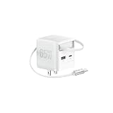 EcoFlow RAPID 65W GaN急速充電器 【70cmUSB-Cケーブル内蔵/折りたたみ式プラグ/一体型/3台まとめ同時充電/コンパクト設計/iPhone、iPad、Android、Switch、ノートPC 対応) （ホワイト）