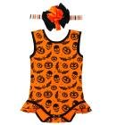 (フィーショー)FEESHOW　ハロウィン 魔女風　チュチュロンパース　２点セット　目立度MAX　パンプキン ベビー衣装　仮装 コスチューム イベント　テーマパーク　パーティー　写真撮影　ＳーXL (