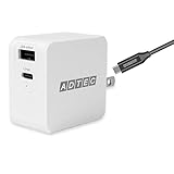 アドテック 65W PD充電器 15V/4A出力対応 PD 2ポート USB-C USB-A タイプC 急速充電 高速充電 GaN 窒化ガリウム 小型 折りたたみ式 プラグ 携帯 PC タブレット スマホ 対応 TYPE-C type-C アダプタ eMarker Type-Cケーブル付 ホワイト APD-A065AC-wC-WH