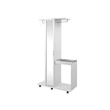 ミラー付きハンガーラック＆スラックスハンガーワゴン　ホワイト色　JO-0025