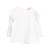 enchante petit(アンシャンテ プティ) キッズ 子供 バックリボン付肩フリル長袖カットソー ≪全9色≫ 140cm #ホワイト