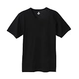[ヘインズ] BEEFY-T リブVネック Tシャツ メンズ 無地 肌着 半袖 下着 綿 XL C:ブラック(090)
