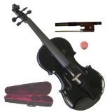 Merano MV300BK 4/4 Full Size Black Violin with Case and Bow Extra Set of String Extra Bridge and Ros