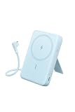 Anker Zolo Power Bank (10000mAh, MagGo, Built-In USB-Cケーブル) マグネット式ワイヤレス充電対応 10000mAh コンパクトモバイルバッテリー【マグネット式/ワイヤレス出力(7.5W) / 一体型USB-C ケーブル30W出力 / 20W入力 / PSE技術基準適合】(ブルー)