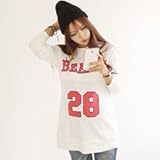 【20000104945】授乳可能 マタニティ ナンバーロゴ カジュアルコットンカットソー 授乳服 マタニティトップス (長袖, グレー)